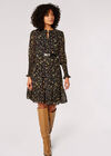 Ditsy Floral Ruffle Mini Dress, Black, large