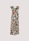 Palm Print Ruffle Dress, Cream, large