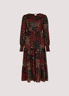 Patchwork Ditsy Midi Dress, Black, large