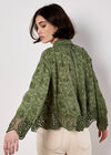 Textured Cotton Floral Crochet Blouse, Khaki, large