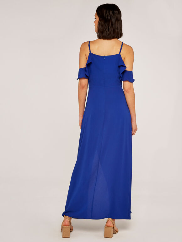 Cold Shoulder Ripple Maxi Dress, Blue, large