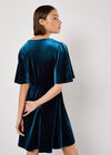 Velvet Button-Down Mini Dress, Teal, large
