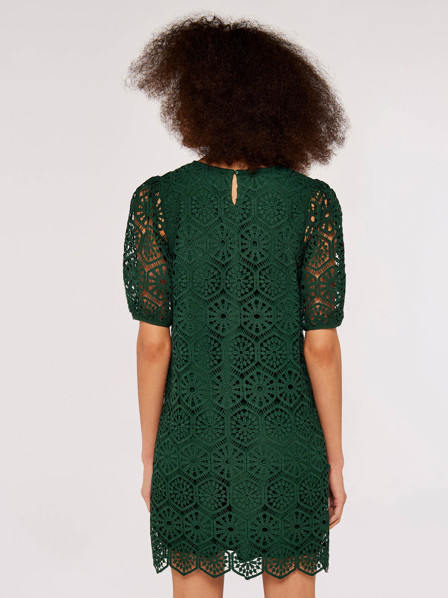 Geometric Lace Shift Dress