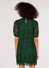 Geometric Lace Shift Dress, Green, large