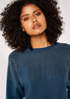Stud Embellished Batwing Jumper, Teal, large