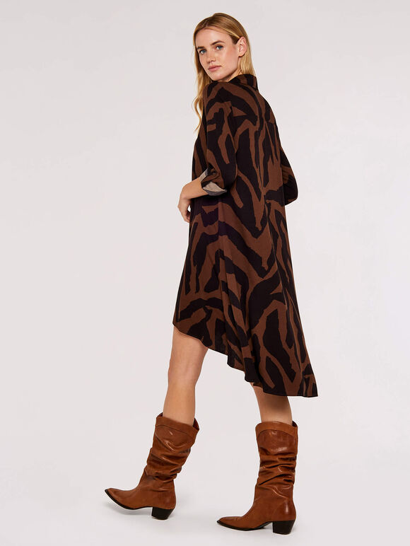 Zebra Oversized Dress, Brown, large