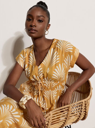 Fan Print Midaxi Dress