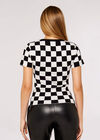 Chequered  Knit Top, Cream, large