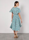 Watercolour Floral Midi Dress, Blue, large