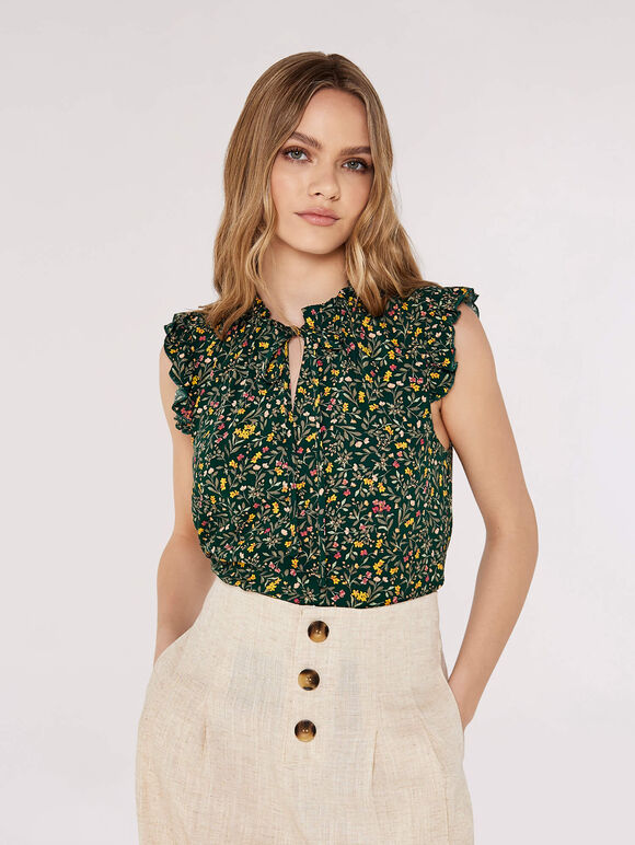 Floral Forest Top, Green, large