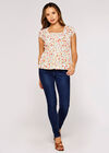Ditsy Milkmaid Top, Cream, large