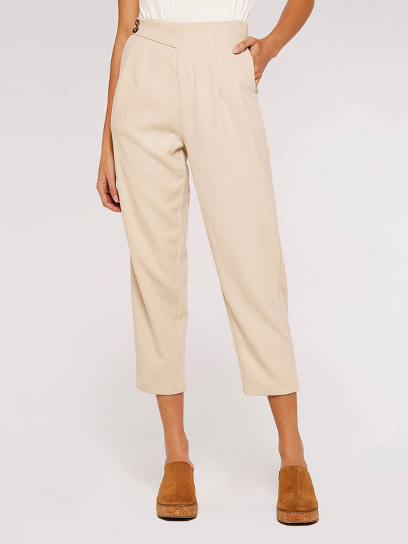 Twill Two Button Trousers, Stone, large