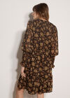 Folk Floral Chiffon Mini Dress, Brown, large