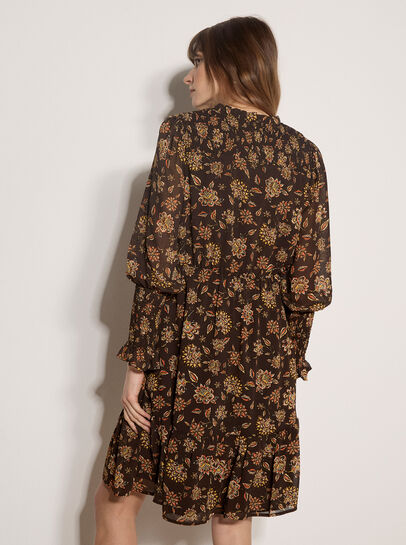 Folk Floral Chiffon Mini Dress