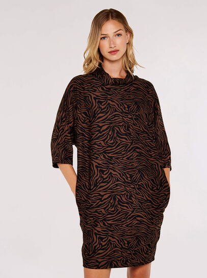 Zebra Print Cocoon Mini Dress 