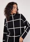 Window Check Knitted Mini Dress, Black, large