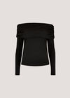 Jersey Bardot Top, Black, large