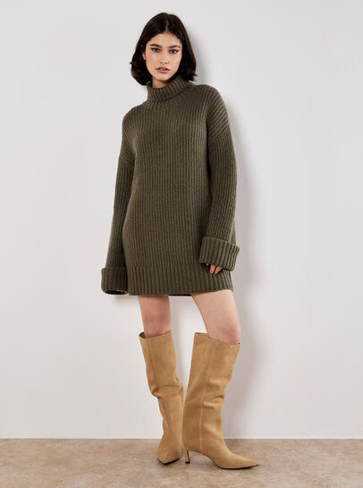 Boucle Knit Fisherman Jumper Mini Dress