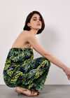 Bandeau Leaf Wide Leg Jumpsuit, Navy, large
