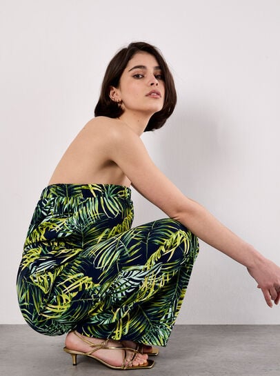 Bandeau Leaf Wide Leg Jumpsuit