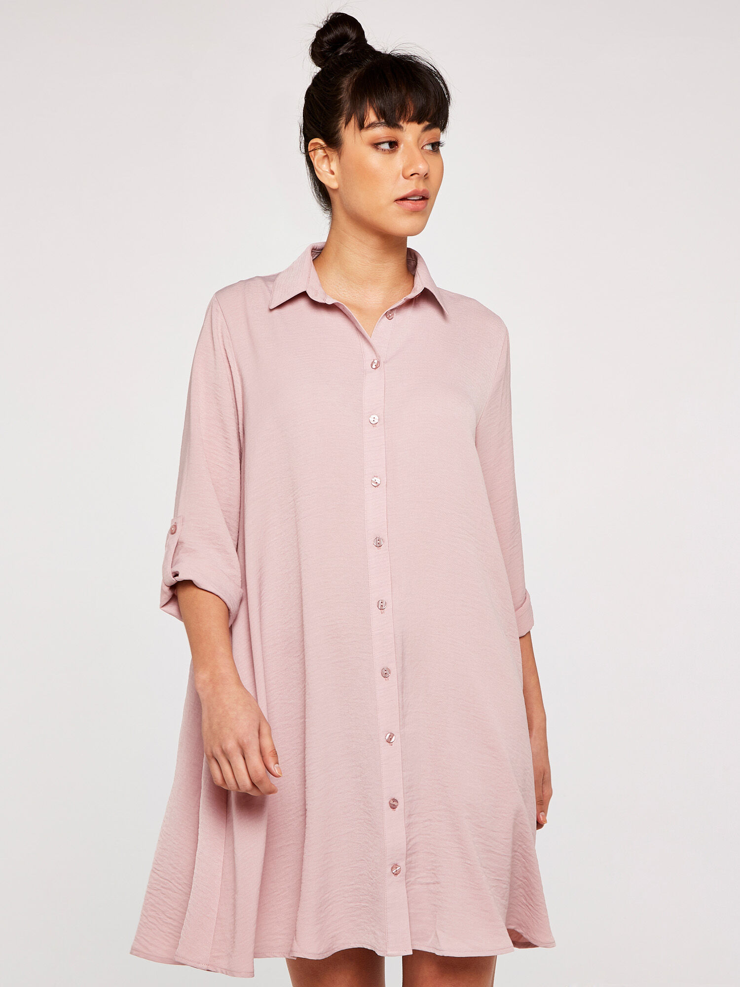 Shirt Swing Dress Apricot Clothing