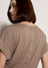 Button Back Textured T-Shirt, Stone, large