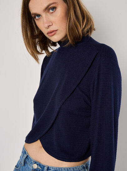 Waffle Knit Wrap Top