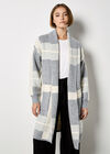 Stripe Colour Block Long Cardigan, Light Grey / Silver, large