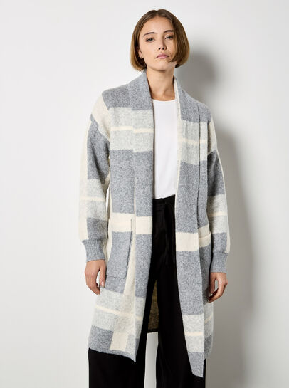 Stripe Colour Block Long Cardigan