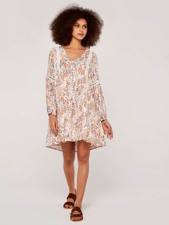 Floral Crochet Dress, Cream, large