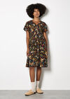 Botanical Floral Mini Dress, Navy, large