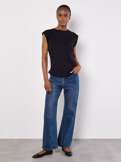 Cotton Jersey Side Ruched T-Shirt