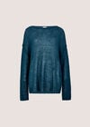 Lightweight Brushed Oversized Jumper, Teal, large