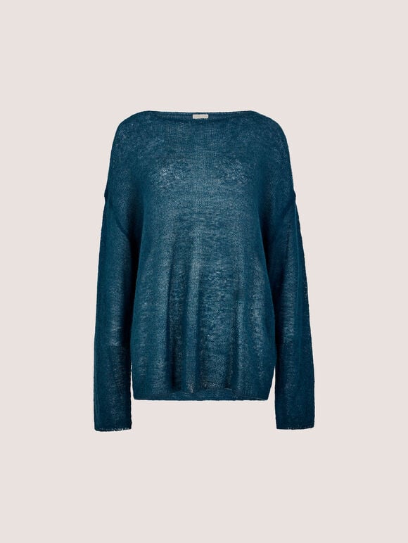 Lightweight Brushed Oversized Jumper, Teal, large