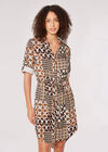 Patchwork Shirt Mini Dress, Brown, large