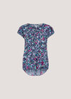 Garden Floral Top, Navy, large