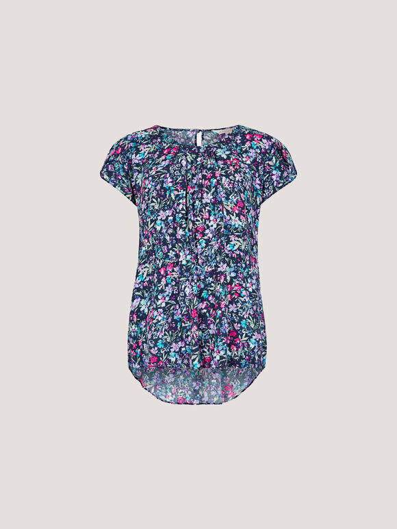 Garden Floral Top, Navy, large