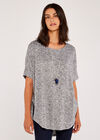 Short Sleeve Drop Shoulder Top, Grey, large