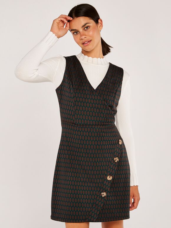 Retro Geo Droplets Wrap Dress, Green, large