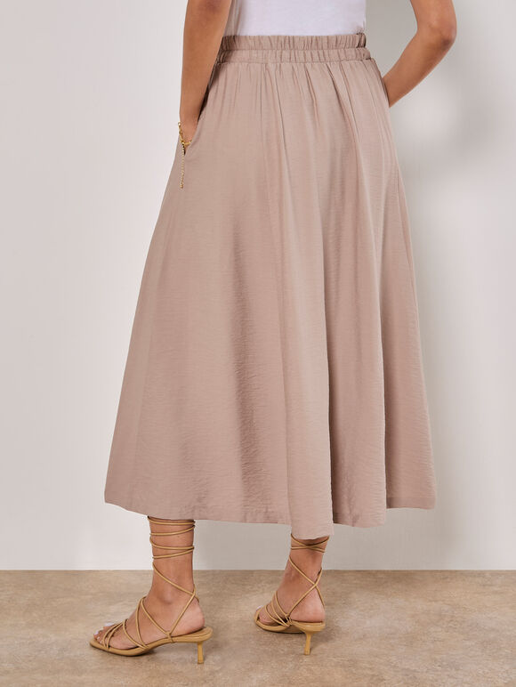 Pleated A-Line Midi Skirt, Stone, large