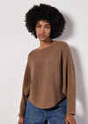 Cable Stripe Batwing Jumper, Brown, large