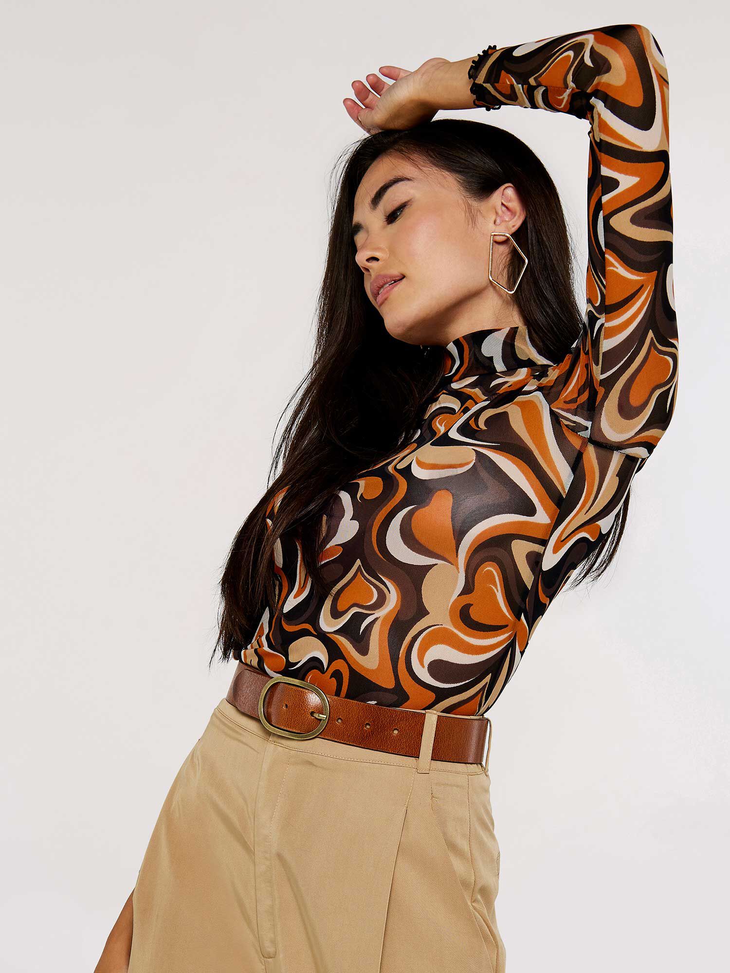 Swirl Funnel Neck Top