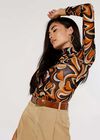 Swirl Funnel Neck Top, Rust, large