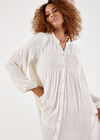 Shimmer Stripe Dobby Shirt Midi Dress, White, large