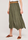 Shimmer Crinkle Midi Skirt, Khaki, large