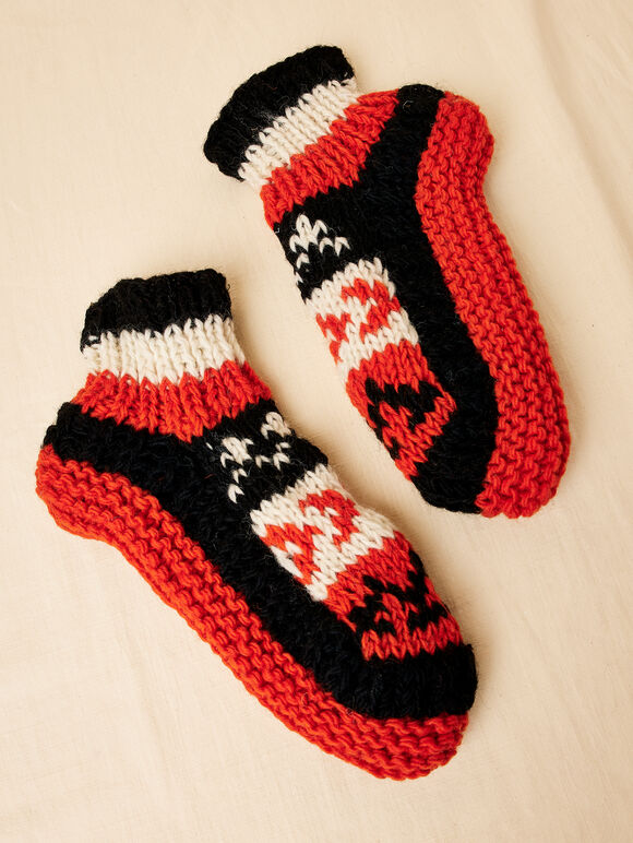 Hand Knit Fair Isle Wool Socks, Assorted, large