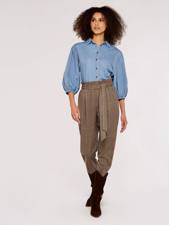 Denim Cropped Shirt, Blue, large
