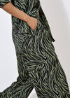 Zebra Print Wide Leg Trousers, Khaki, large