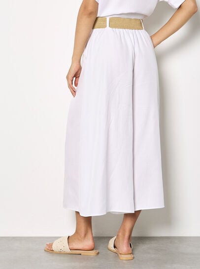 Pleated Wide-Leg Culotte Trousers