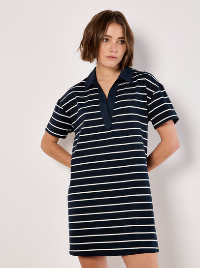Cotton Stripe Polo Mini Dress